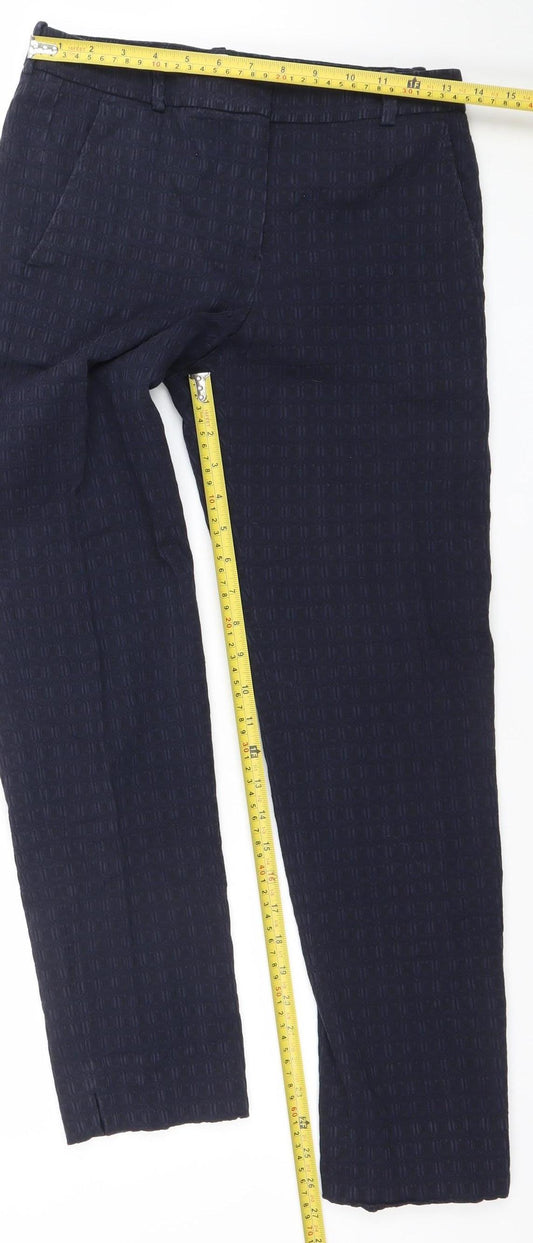 Jigsaw Women's Blue Textured Tailored Cotton Trousers Size 8