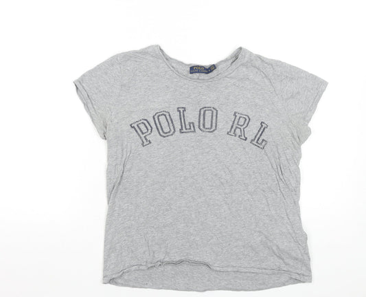 Womens UK Size M Ralph Lauren Grey 100% Cotton T-Shirt