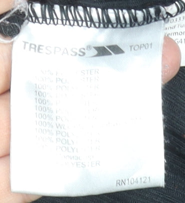 Trespass Men’s Black Mock Neck Long Sleeve Quick Dry T-Shirt Size M