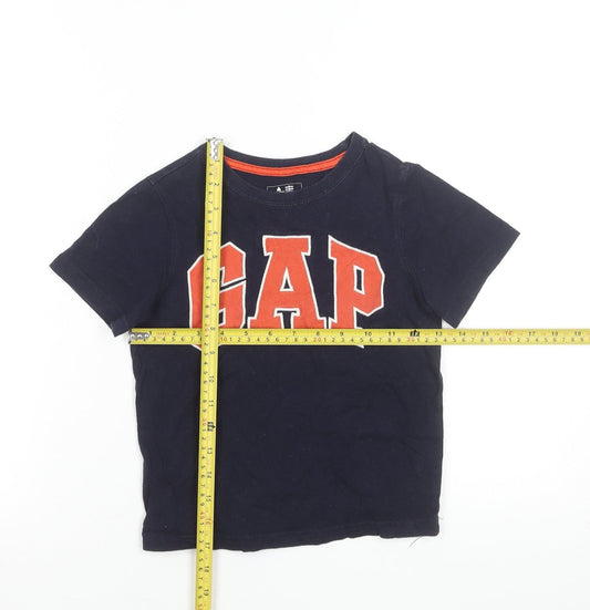 GAP Boys Navy Blue Short Sleeve Logo T-Shirt 5 Years 100% Cotton