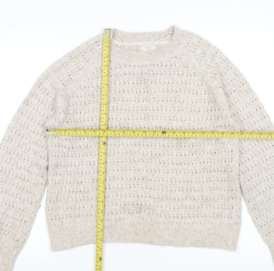 Fat Face Women’s Beige Alpaca Blend Open-Knit Jumper Size 10