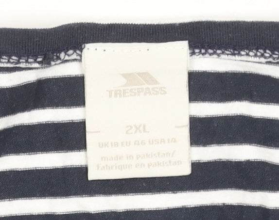 Trespass Womens Blue White Striped Long Sleeve T-Shirt 2XL