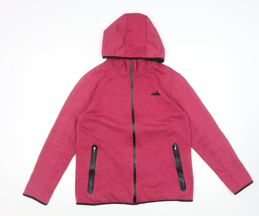 Womens UK L Regular ellesse Pink Full Zip Hoodie