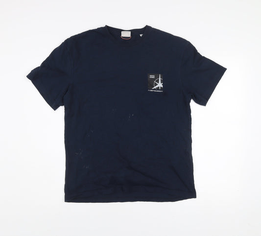 Mens UK Size M JACK & JONES Blue Cotton T-Shirt