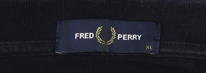 Fred Perry Men's Black XL Slim Fit Cotton Polo Shirt with Yellow Tipped Collar