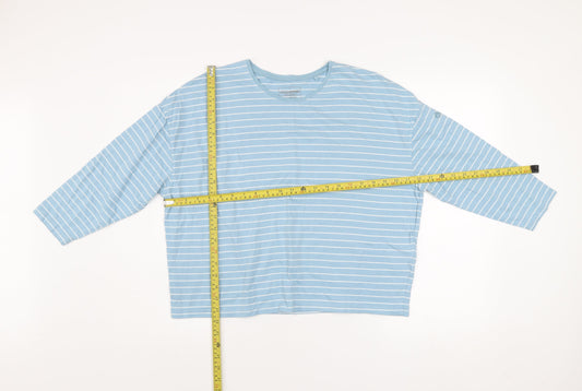 Craghoppers Women Blue Striped Long Sleeve Cotton T-Shirt UK 12