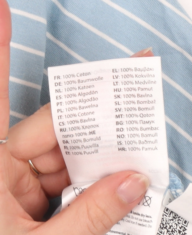 Craghoppers Women Blue Striped Long Sleeve Cotton T-Shirt UK 12