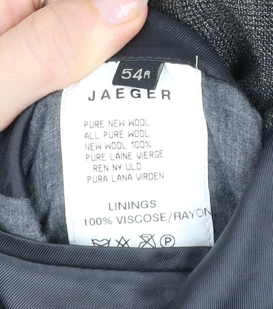 Jaeger Men’s Grey Wool Blazer Jacket 44R Classic Single Breasted