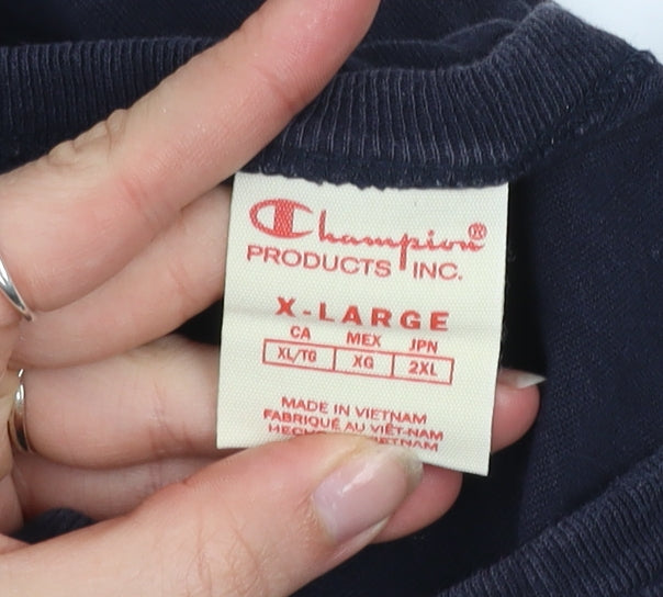 Champion Men's Blue XL Crew Neck Cotton T-Shirt