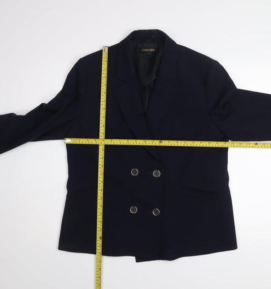 Jaeger Women’s Black Wool Blend Blazer Jacket Size 16 Classic Workwear
