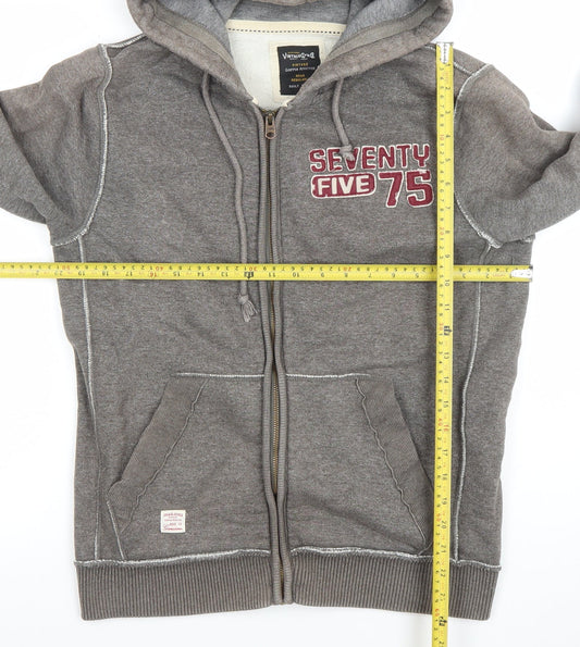 Jack & Jones Men's Grey Full Zip Hoodie Size S Vintage 75 Logo
