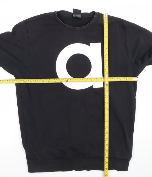 adidas Mens Black Large Logo Sweatshirt Crew Neck Long Sleeve