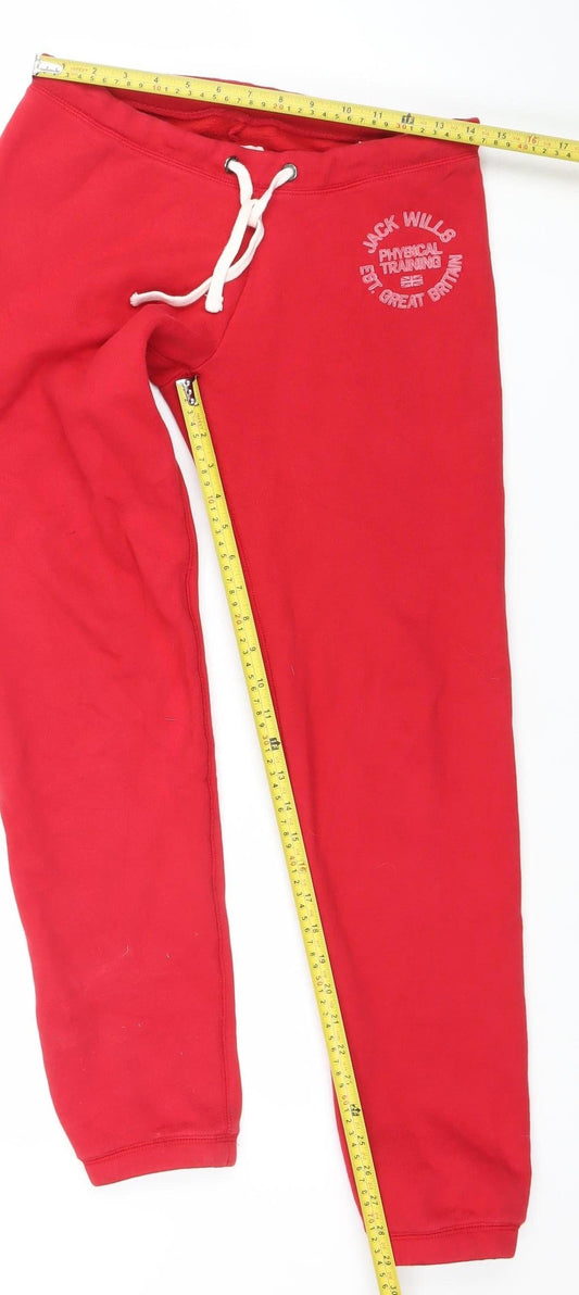 Jack Wills Womens Red Jogger Sweatpants UK 6 Cotton Blend Drawstring