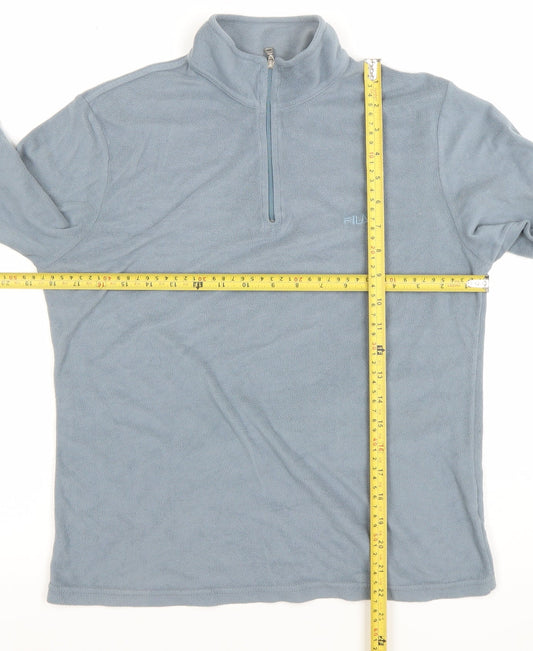 Fila Women Blue 1/2 Zip Fleece Pullover Sweatshirt Size 12