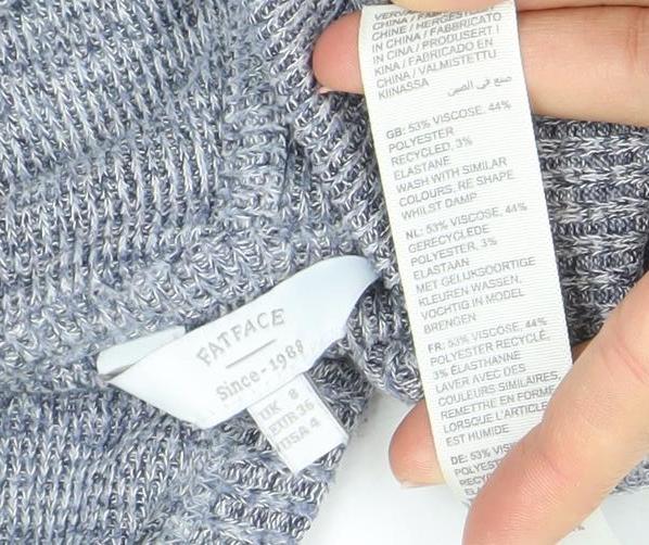 FatFace Women Grey L Hooded Henley Knit Jumper