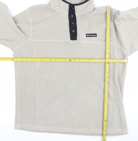 Columbia Men's Beige Fleece Henley Sweatshirt XL Outdoor Warm Top