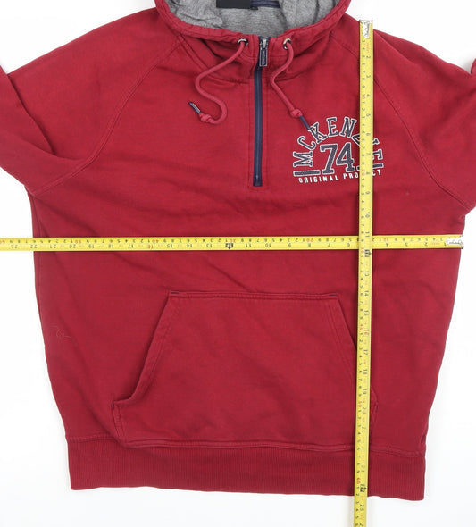 McKenzie Men's Red L Fleece 1/2 Zip Hoodie Sweatshirt