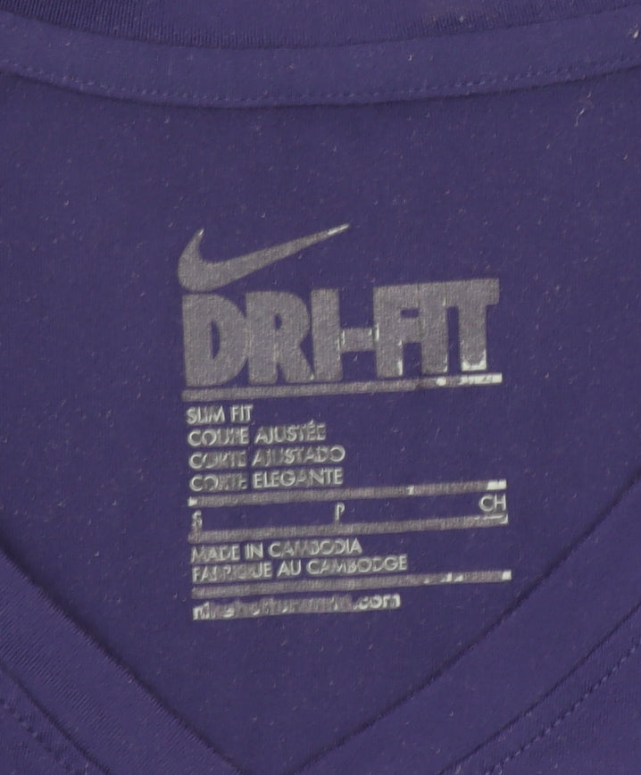 Nike Women's Purple Dri-FIT Slim Fit V-Neck Active T-Shirt Size S