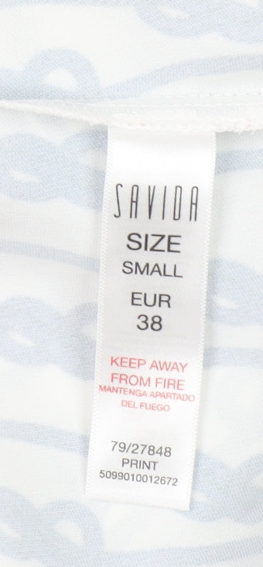 Savida Women's White Blue Camisole Top Size S Polyester Nautical Print