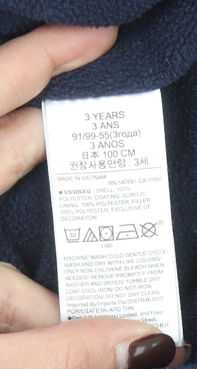 Additional view of Baby Gap girls’ blue hooded puffer jacket 3 years winter water resistant coat