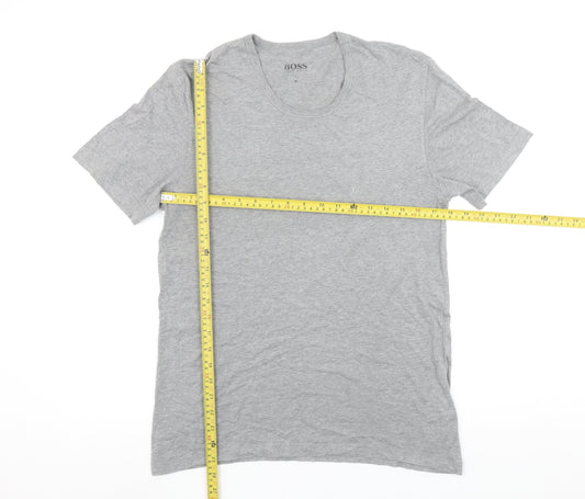 Hugo Boss Men's Grey Cotton Crew Neck Short Sleeve T-Shirt M