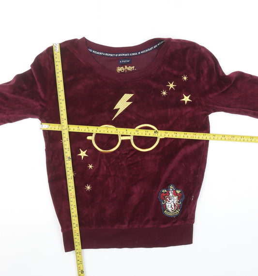 Harry Potter Gryffindor Burgundy Velvet Long Sleeve Women's XS Nightwear Top