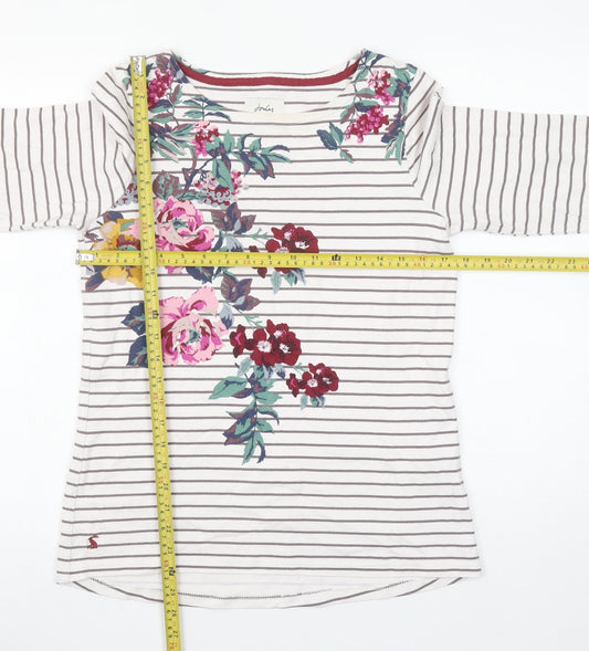 Joules Womens Harbour Floral Stripe Long Sleeve Cotton T-Shirt UK 12
