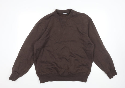 Additional front view of ASOS DESIGN Men's Brown Crew Neck Cotton Sweatshirt, size S