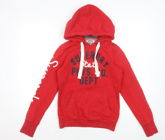 Womens UK XS Regular Superdry Red Pullover Hoodie