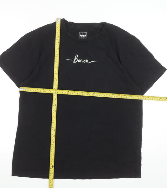 Bench Womens Black Cotton Crew Neck Short Sleeve T-Shirt UK 12