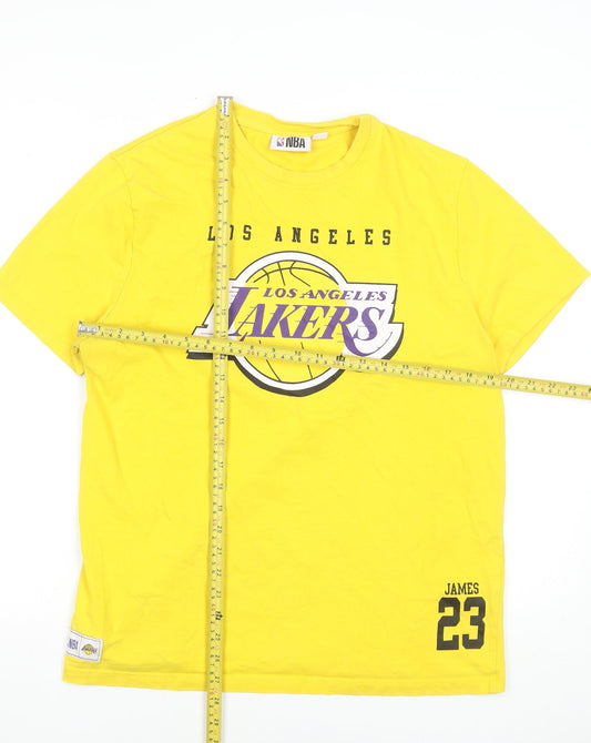 NBA Los Angeles Lakers Mens Yellow Cotton T-Shirt L James 23