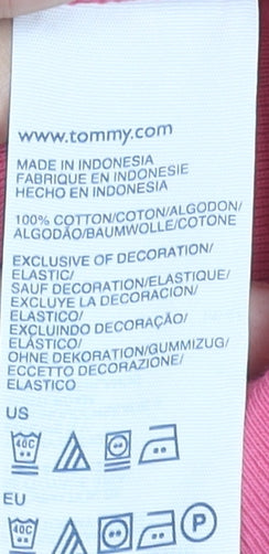 Tommy Hilfiger Women’s Pink Cotton Short Sleeve Polo Shirt Size L