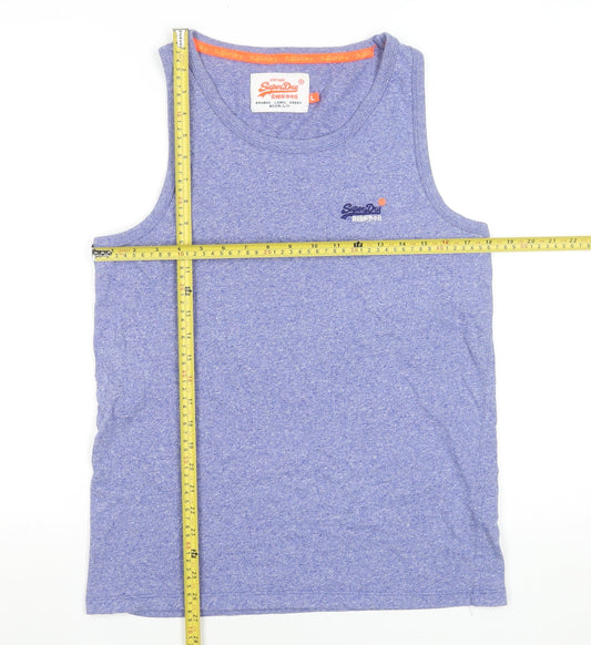 Superdry Men's Blue Sleeveless Crew Neck Cotton T-Shirt Size L