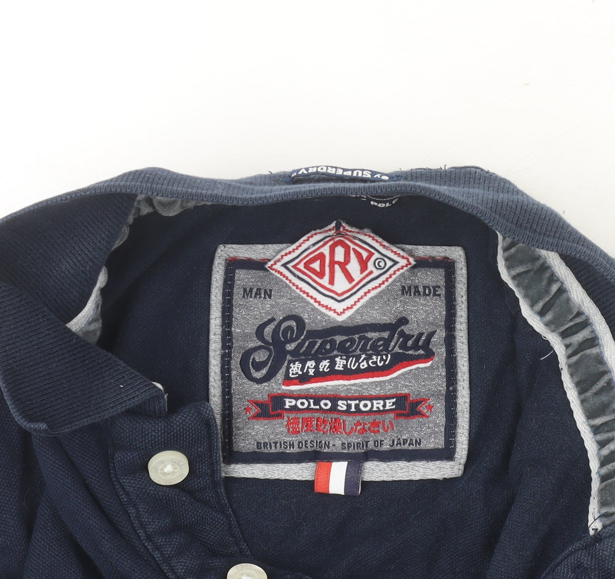 Superdry Men's Blue Cotton Henley Long Sleeve Jumper Size S