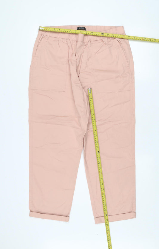 Dunnes Women Pink Cotton Elastic Waist Cargo Trousers L