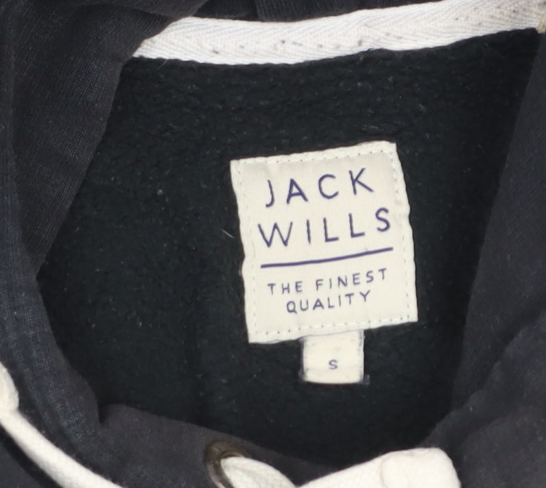 Jack Wills Men’s Black Pullover Hoodie Small Logo Fleece Sweatshirt