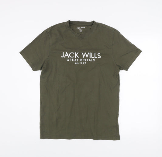 Mens UK Size S Jack Wills Green Cotton T-Shirt