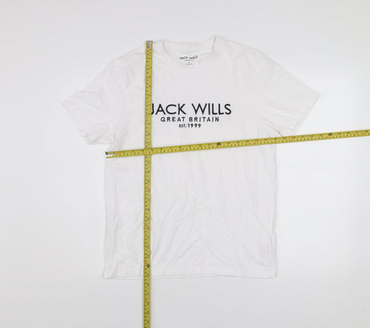 Jack Wills Men’s White Classic Fit Cotton Logo T-Shirt Size S