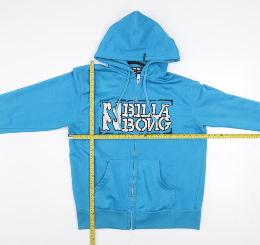 Billabong Men Blue Full Zip Hoodie Large Polyester Fleece Sweatshirt