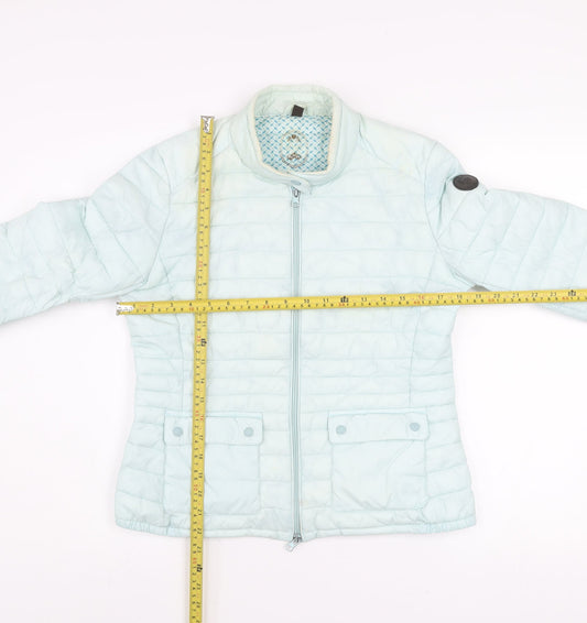 Ganesh Womens Blue Quilted Puffer Jacket Size 10 Lightweight