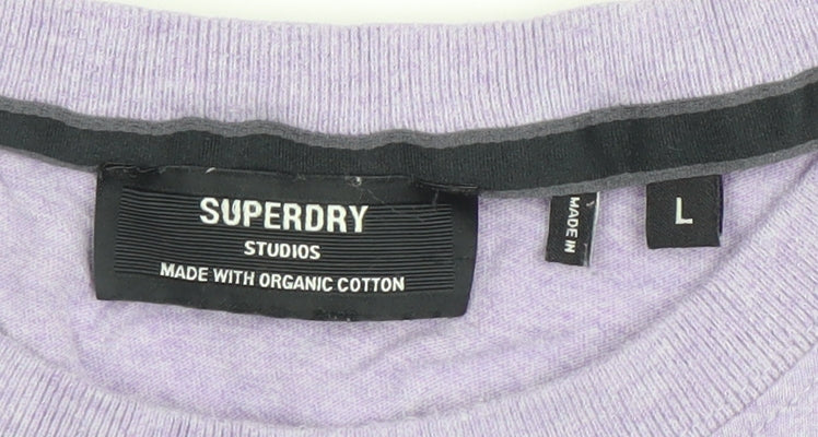 Mens UK Size L Superdry Purple Cotton T-Shirt