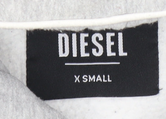 Diesel Mens Grey Pullover Hoodie XS Logo Graphic Sweatshirt