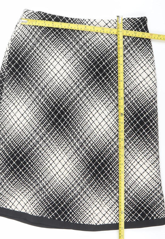 Steilmann Women Black Check Tweed Knee Length Pencil Skirt Size 14