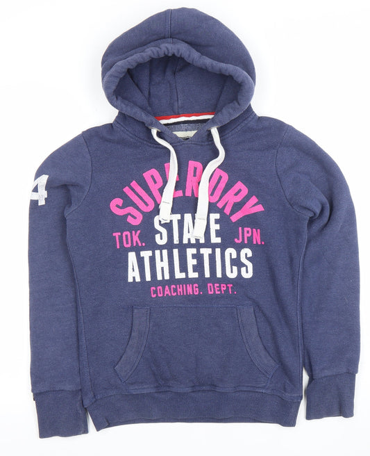 Womens UK S Regular Superdry Blue Pullover Hoodie