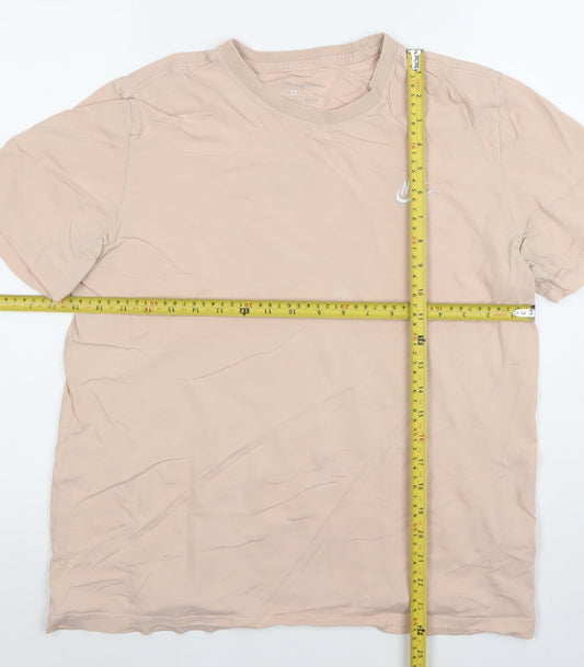 Nike Women Beige Basic T-Shirt Medium Short Sleeve Cotton