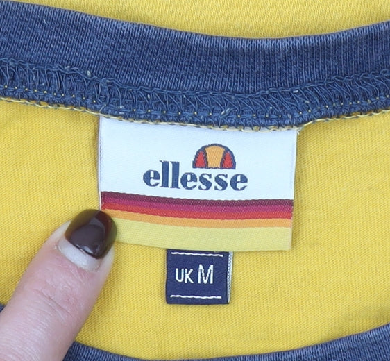 Ellesse Men's Yellow Crew Neck Logo Cotton T-Shirt UK M