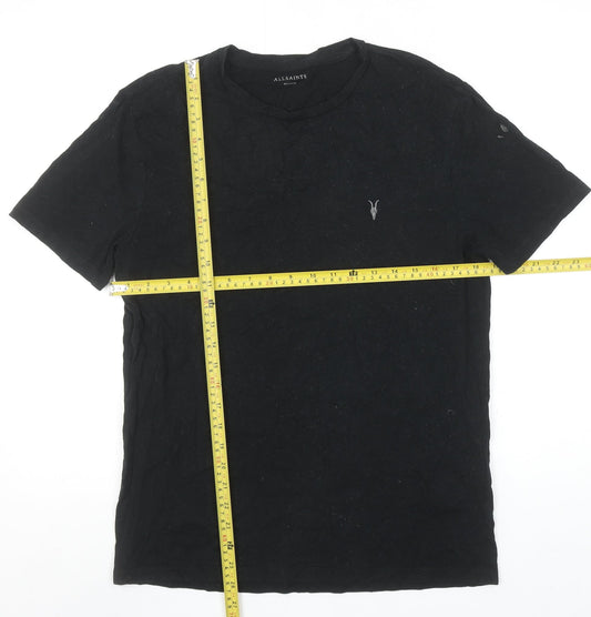 AllSaints Men's Black Medium Crew Neck Cotton Graphic T-Shirt