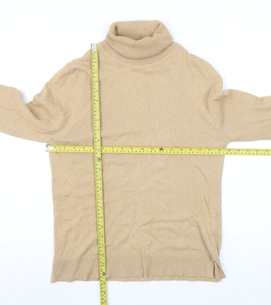 Barbour Women's Beige Roll Neck Wool Cashmere Jumper Size 10