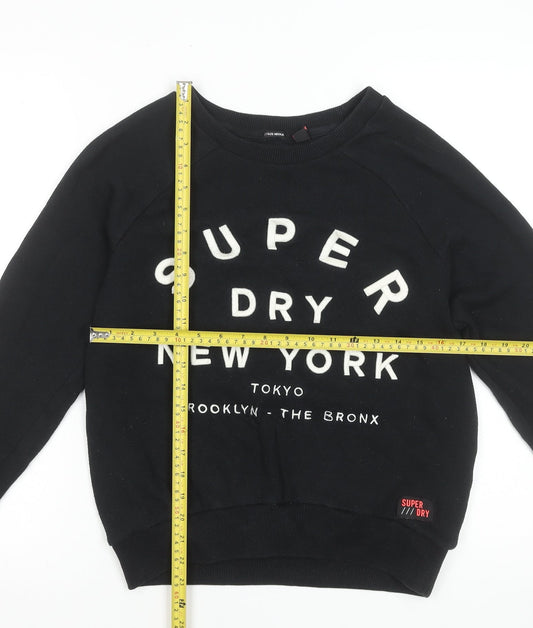 Superdry Women Black Medium Pullover Sweatshirt NY Graphic Print