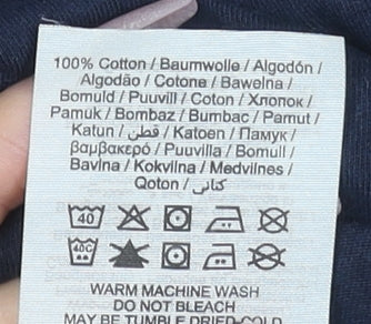 Jack & Jones Men Blue Graphic Crew Neck Cotton T-Shirt Size M